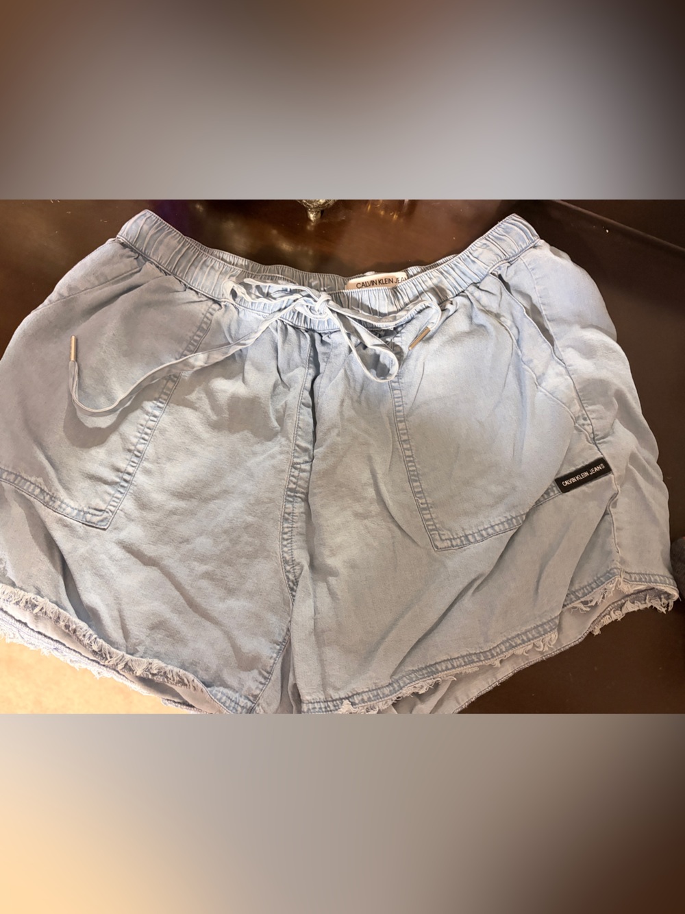 Calvin Klein Jeans Light Blue Elastic Waist Denim Shorts